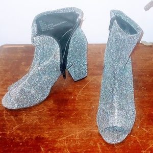 Open Toe Sparkle Booties